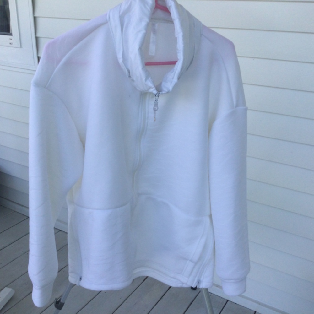 Fabletics White Full Zip Jacket With Removable Ho… - image 5